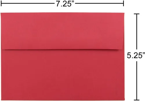 Miniatura 4 de JAM PAPER Sobres de invitación de colores A7 - 5 1/4 x 7 1/4 - Rojo Reciclado - Paquete de 50 (Pack of 50)