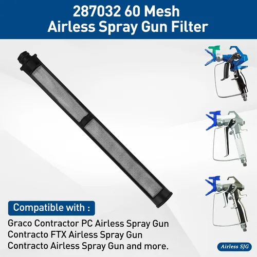 Miniatura 3 de Paquete de 10 filtros de pistola pulverizadora sin aire 287032 60 malla compatible con pistola rociadora Contratista II y FTx II, con una caja