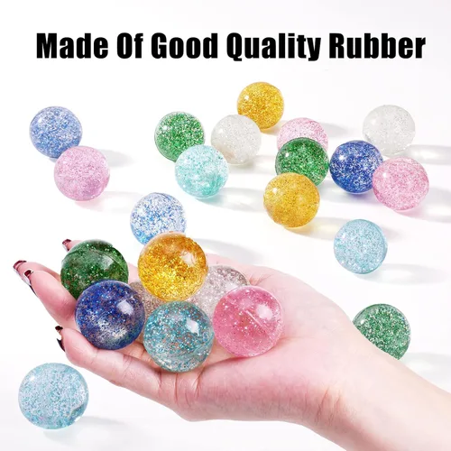 Miniatura 4 de Ayfjovs 24 piezas de bolas hinchables con purpurina para niños, 32 mm, 6 colores, bolas de goma rebotantes a granel, relleno para bolsa de Pascua