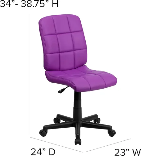 Miniatura 3 de Flash Furniture - Silla giratoria de respaldo medio de vinilo, acolchada, color negro Púrpura
