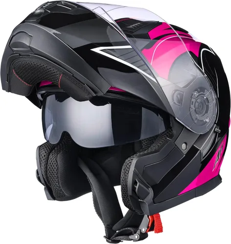 AHR Casco de motocicleta de doble visera, modular abatible, casco de cara completa, aprobado por DOT, casco AHR Run-M1 y M3 para adultos, motos de