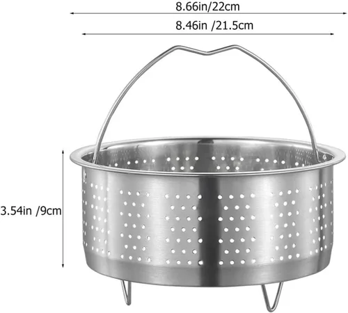 Miniatura 6 de Hemoton Cesta de vapor de acero inoxidable, inserto de vapor de metal, estante para cocinar al vapor, verduras, colador de frutas, colador