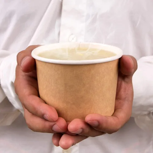 Miniatura 9 de Promora Tazas de helado de papel desechables de 12 onzas, 50 unidades + cucharas, cuencos para sopa caliente/postre con cucharas, perfectas