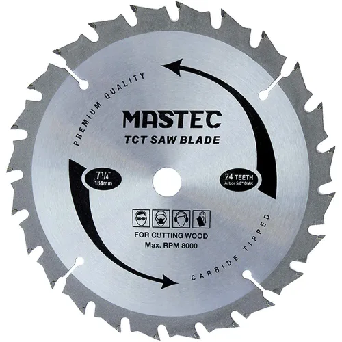Miniatura 8 de Hoja de sierra circular inalámbrica de 6-1/2 pulgadas, 24 dientes con eje de 5/8 pulgadas para cortar madera