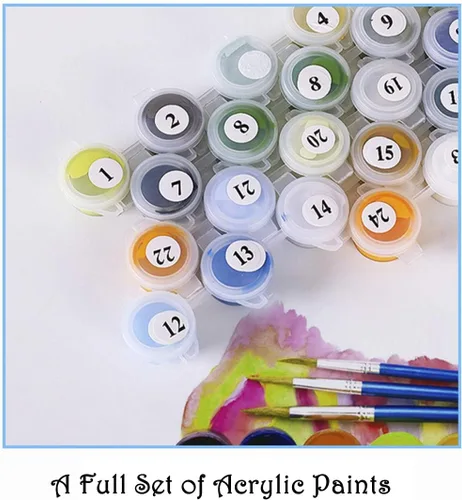 Miniatura 5 de ArtBud Pintura por números para adultos y niños Fácil para principiantes Flores DIY Pintura acrílica Pintura al óleo sobre lienzo Dibujo Pintura
