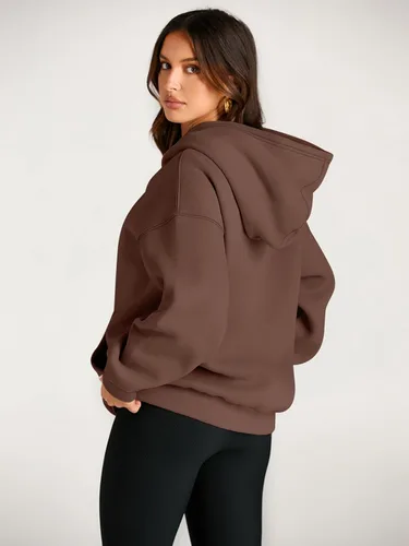 Miniatura 4 de Trendy Queen - Sudaderas extragrandes con capucha para mujer, suéteres de manga larga, sin botones, de vellón, de otoño, ropa de invierno