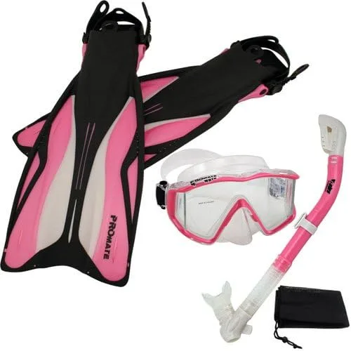 Miniatura 4 de PROMATE Juego de aletas de buceo con máscara panorámica de snorkel en seco