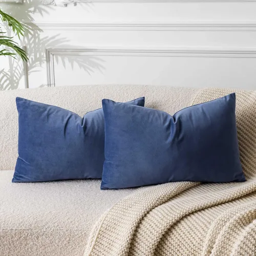 Miniatura 49 de Juspurbet - Juego de 2 fundas decorativas de terciopelo para cojines, fundas suaves para sofá, cama o sillón con cremallera oculta, para sala