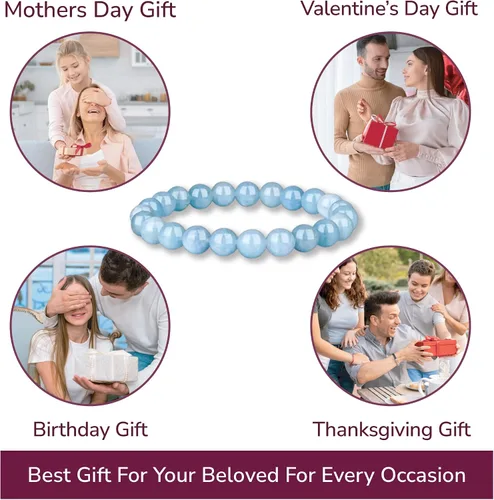 Miniatura 148 de Crystal Vibe Pulseras de cuentas de 0.315 in para mujeres y hombres, pulseras de cristal con piedras preciosas naturales, tamaño elástico ajustable