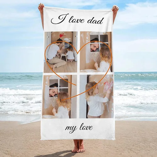 Miniatura 9 de Toalla de playa personalizada con foto y texto, 31 x 71 pulgadas, microfibra extra grande, absorbente, sin arena, toalla de secado rápido para Foto 5