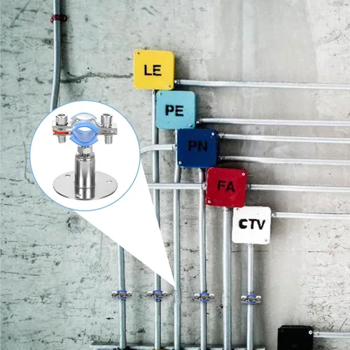 Miniatura 7 de uxcell Soporte de tubería de acero inoxidable para montaje en pared, soporte de tubo de montaje en techo, altura ajustable de 1.181-1.969 in