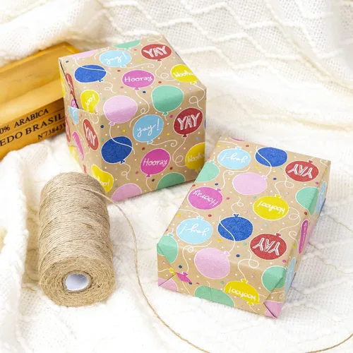 Miniatura 4 de RUSPEPA Rollo de papel de regalo Kraft - Patrón de globo - 24 pulgadas x 100 pies