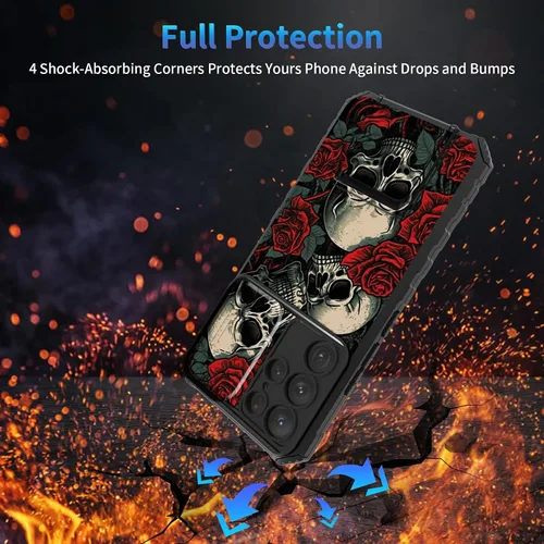 Miniatura 797 de Funda para Samsung Galaxy S22 Ultra 5G, Galaxy S22 Ultra con cubierta de cámara deslizante, funda resistente de doble capa con función atril Black