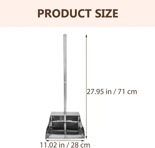 Miniatura 3 de Cabilock Recogedor con mango largo de acero inoxidable, pala con mango de metal, herramienta de limpieza para vestíbulo, garaje, hogar, oficina