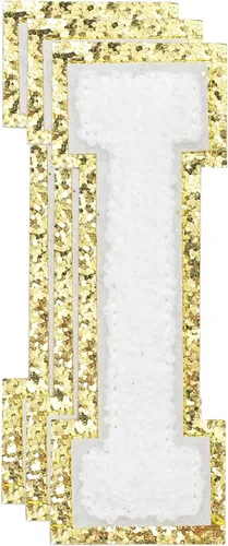 Miniatura 189 de 3 parches de números de chenilla negra, tamaño grande de 4-1/2" parches de números para planchar, parches universitarios para ropa, 8" Borde oro rosa