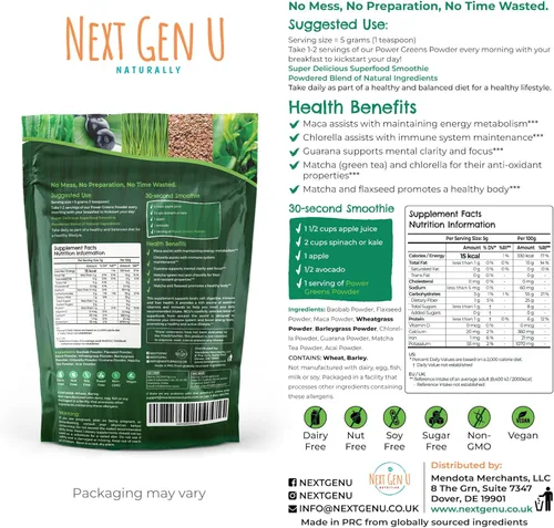 Miniatura 6 de NextGenU - Polvo Super Greens - 5.29 oz - Apoyo inmunológico - Complemento alimenticio - Verdes superalimentos - Mezcla de batidos para batidos