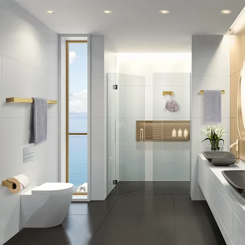 Miniatura 5 de Lairuier Juego de accesorios de hardware de baño, juego de hardware de baño de 4 piezas en oro cepillado que incluye barra de toallas, soporte