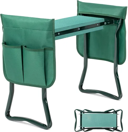Miniatura 8 de Simple Deluxe Rodillero y asiento de jardín, taburete plegable con almohadilla de espuma EVA más gruesa, banco resistente, con bolsa