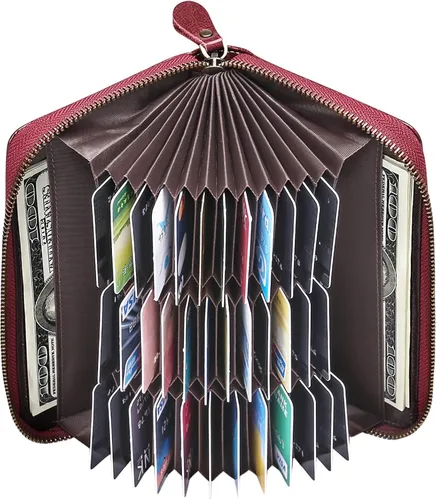 Miniatura 2 de GOIACII Cartera de piel con bloqueo RFID para mujer, tarjetero de crédito, bolso de mano para teléfono, organizador plegable de gran capacidad