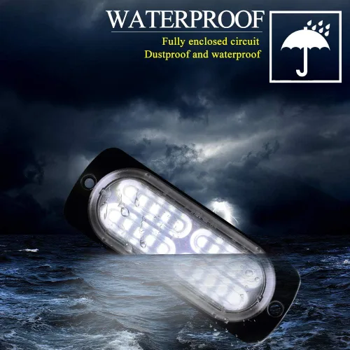 Miniatura 6 de 4 piezas de sincronización ultra delgada con 20 luces LED de advertencia de peligro de emergencia, luz estroboscópica, montaje en superficie blanca
