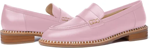 Miniatura 6 de FOGEENA Mocasines de cuero mate para mujer, estilo casual, sin cordones, punta redonda, tacón bajo grueso, zapatos de vestir de 1 pulgada