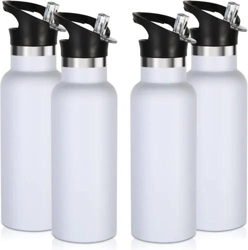 Miniatura 36 de Volhoply Botella de agua aislada para niños de 17 onzas, botellas de agua de acero inoxidable con tapa con pajilla, botella de agua de metal al