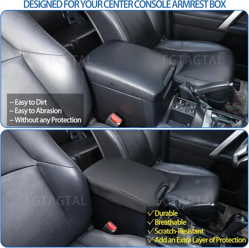Miniatura 2 de Funda para reposabrazos de consola central para Toyot@Land Cruiser Prado FJ150 150 2010-2023, funda de cojín de tela para reposabrazos de consola