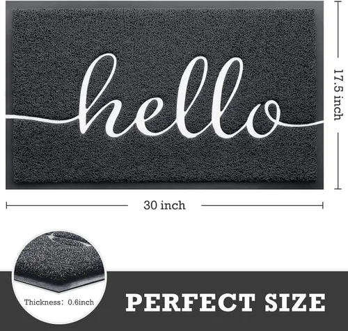 Miniatura 3 de Alfombra de puerta CozyBounty Hello Mats - tapete antideslizante para interiores y exteriores de bajo perfil para entrada, tapete de piso