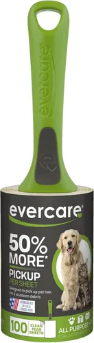 Evercare Rodillo de Pelusa para Todo Uso para Pelo de Mascotas, 100 Hojas – Rodillo Adhesivo Reutilizable para Pelo de Mascotas, Removedor de Pelo