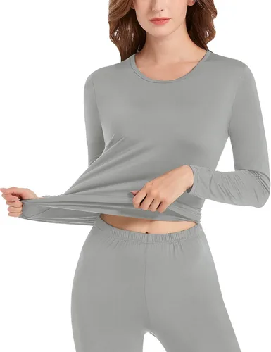 Miniatura 3 de Conjunto de ropa interior térmica para mujer capa base de forro polar de poliéster suave parte superior e inferior de pantalones largos