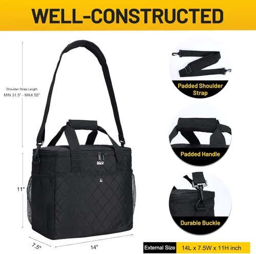 Miniatura 3 de MIER Bolsa de picnic aislada grande y suave de 18L para comestibles, camping, coche, negro