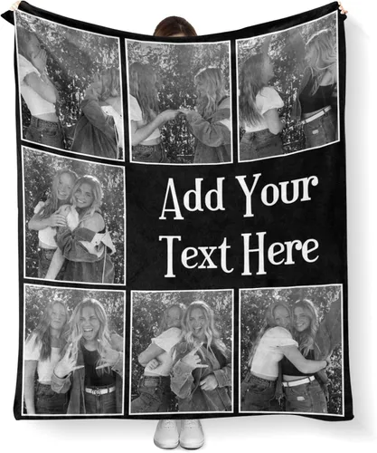 Miniatura 14 de Mantas personalizadas con fotos, manta personalizada con imagen para familia, mamá, papá, parejas, bebé, manta de fotos personalizada con collage