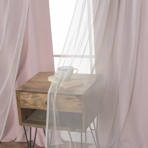 Miniatura 2 de Best Home Fashion Mix and Match - Juego de 4 cortinas de tul transparente y opacas, con ojales de acero inoxidable y níquel Rosa empolvado
