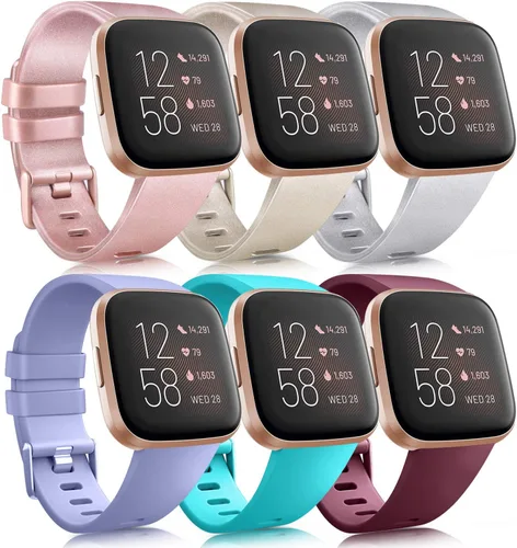 Miniatura 16 de Paquete de 6 correas deportivas compatibles con Fitbit Versa 2 / Fitbit Versa / Versa Lite / Versa SE, correas de repuesto clásicas de silicona
