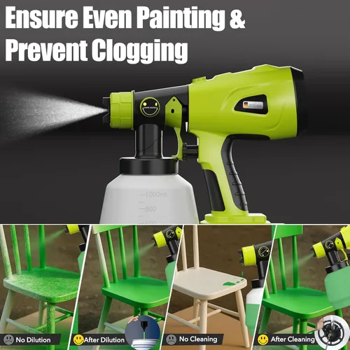 Miniatura 5 de Rociador de pintura para batería Ryobi ONE+ 18V Li-ion Ni-Cad Ni-Mh, pistola de pintura en aerosol HVLP con motor sin escobillas y boquilla