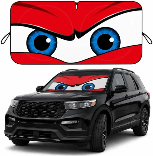 Miniatura 25 de Parasol para parabrisas de automóvil, parasol de ojos enojados rojos para parabrisas de automóvil, universal, compatible con sedán, SUV, hatchback