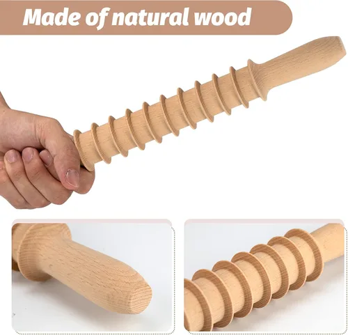Miniatura 6 de Cortador de pasta de madera de haya de 14 mm, rodillo de rejilla de fideos, cortador de masa, pincel de madera, cortador de espaguetis, herramienta