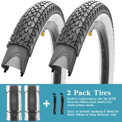 Miniatura 2 de Paquete de 2 neumáticos y tubos de bicicleta Beach Cruiser de 24 pulgadas/26 x 2.125 pulgadas o sin tubos de 24 pulgadas/26 x 1.75 pulgadas/2.125
