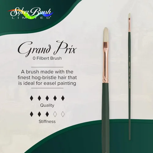 Miniatura 2 de Silver Brush Limited 1003 Grand Prix Filbert - Brocha para pinturas al óleo, tamaño 0, mango largo