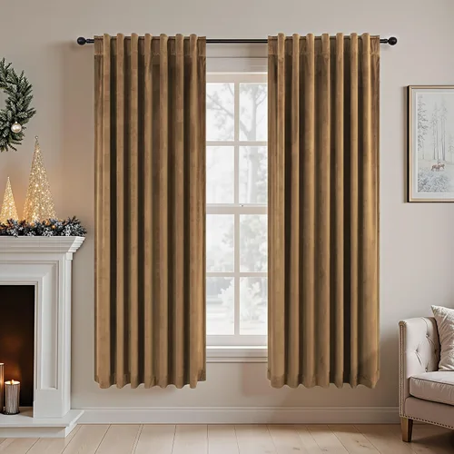 Miniatura 10 de Cortinas de terciopelo opacas para oscurecer la habitación de 63 pulgadas de largo para sala de estar, comedor, 2 paneles, privacidad pesada