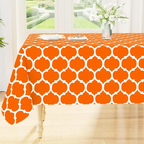 Miniatura 54 de Smiry Mantel redondo de plástico para mesa, mantel de vinilo impermeable con parte trasera de franela para mesas redondas, lavable y a prueba