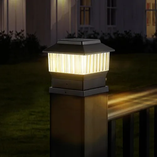 Miniatura 23 de Luces para postes de valla, 25 lúmenes, luz solar para postes de madera, se adapta a postes de madera de 4 x 4 o más grandes con base de 4 x 6, luz