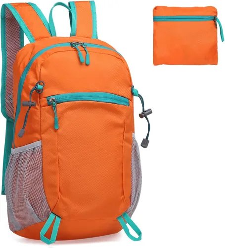 Miniatura 8 de Mochila de senderismo plegable, mochila de camping resistente al agua, ligera de poliéster para hombres, mujeres, viajes al aire libre Negro