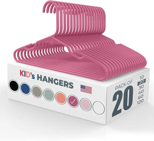 Miniatura 26 de Perchas de plástico para niños de 12 pulgadas, paquete de 10 unidades, fabricadas en los Estados Unidos, capacidad de 5 libras, perchas para ropa