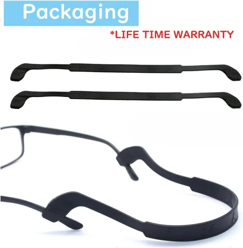 Miniatura 7 de SAIGO Correa antideslizante de silicona para gafas, retenedores de gafas deportivos, elástico, suave, para hombres y mujeres, 2 unidades, negro, 9.8