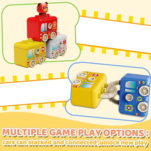 Miniatura 6 de Montessori - Juguetes de tren para niños de 2, 3 y 4 años, juego de tren de aprendizaje para niños pequeños con luces y sonidos, transporte de 6