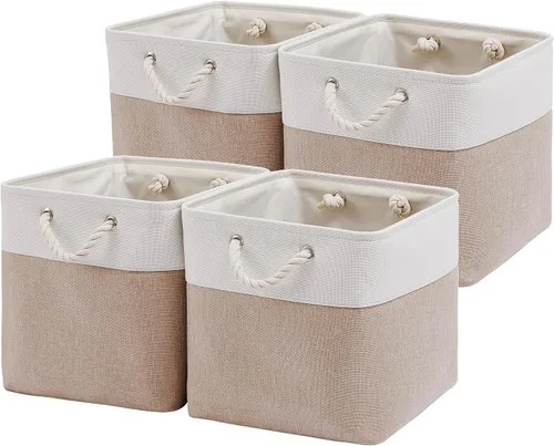 Miniatura 8 de MidmmVick Contenedores de almacenamiento de cubos de 12 x 12 pulgadas, paquete de 6 cubos de almacenamiento plegables grandes de tela con cuerdas