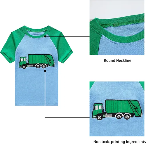 Miniatura 3 de KikizYe Boys Shark Short Sleeve Pajamas Kids Summer Pjs Size 5