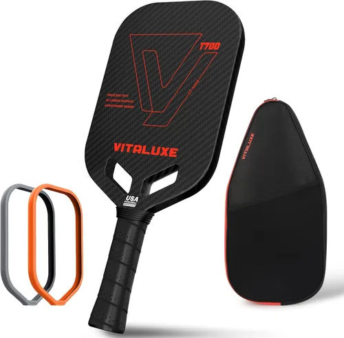 Miniatura 12 de Pala de pickleball de fibra de carbono cruda T700, superficie de fricción de carbono texturizada 3K sin bordes, paleta de pickleball termoformada