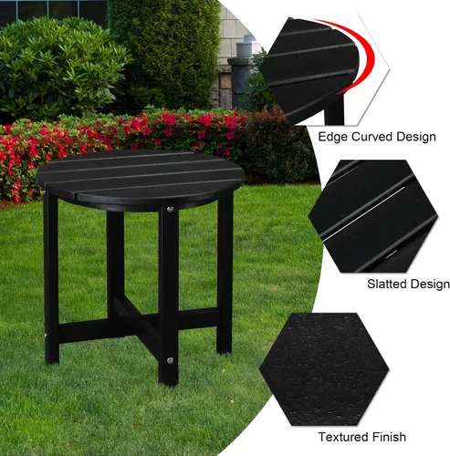 Miniatura 5 de Mesa auxiliar de patio, mesa de patio compuesta para piscina, mesas auxiliares de polietileno de alta densidad para patio trasero, piscina, Negro